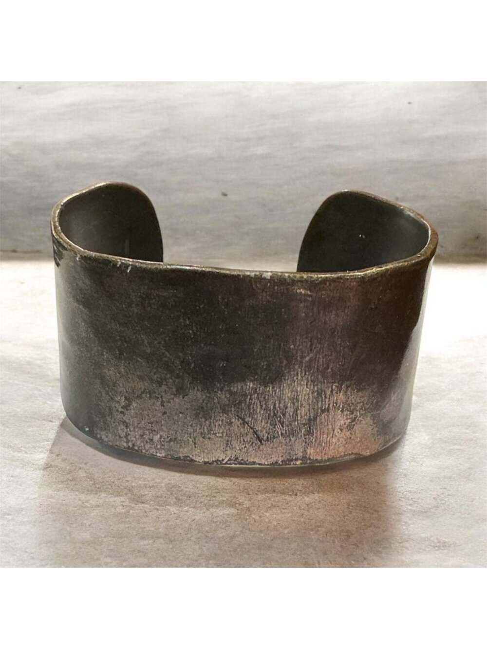 Vintage Hammered Bronze-Tone Wide Cuff Bracelet